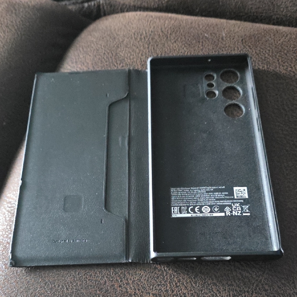 Black Phone Case with Cover And Card Slot LED View Cover For GALAXY S22 ULTRA